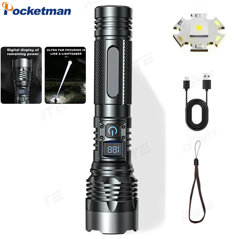 High Power LED Flashlight Aluminum Head Heat Dissipation Telescopic Zoom Torch USB Rechargeable Flashlights with Digital Display
High Power LED Flashlight Aluminum Head Heat Dissipation Telescopic Zoom Torch USB Rechargeable Flashlights with Digital Display
