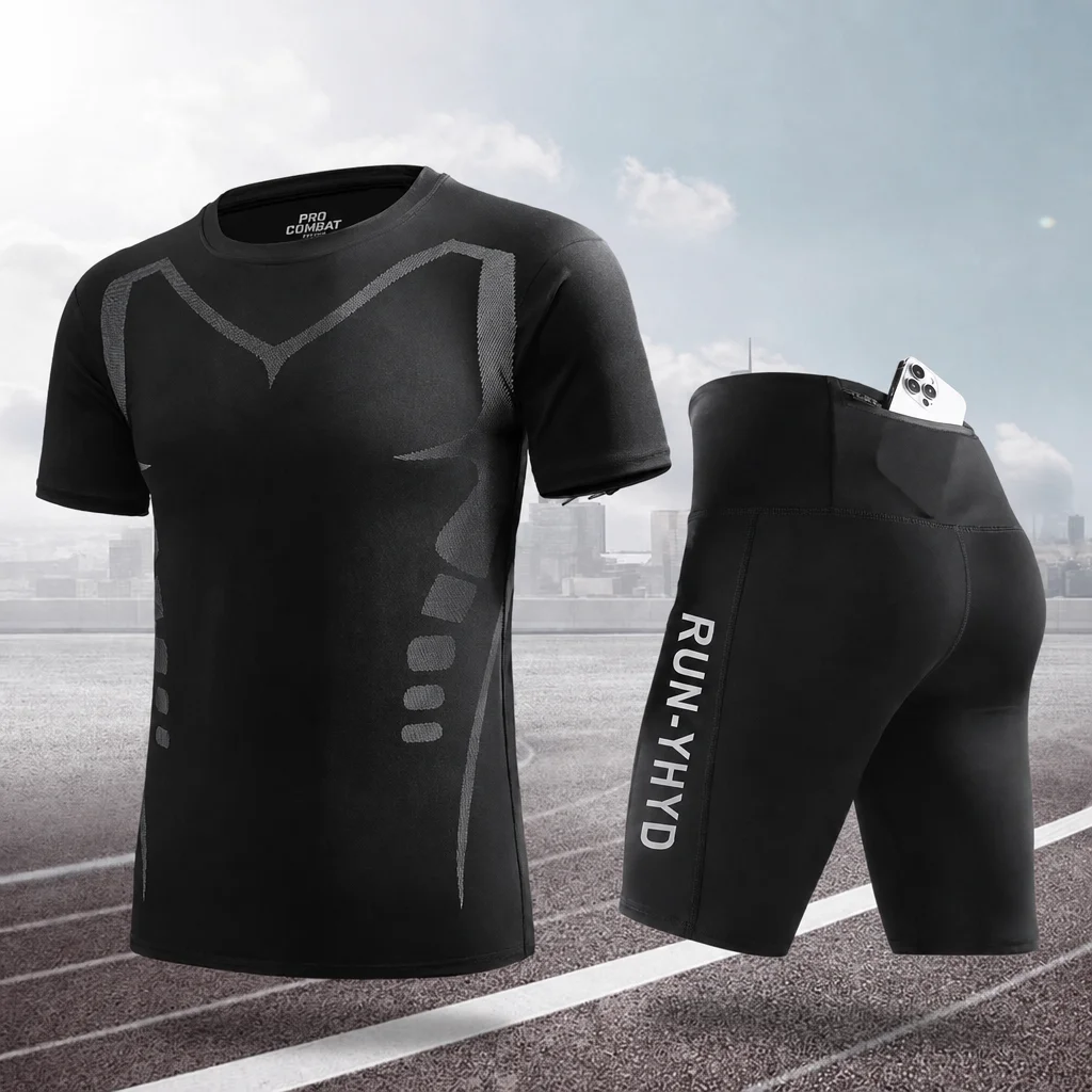 Marathon Short Sleeve Sports Suit For Men Summer Sweat-Absorbing Men's Running Sets Quick-Drying Outdoor Tops And Bottoms
Marathon Short Sleeve Sports Suit For Men Summer Sweat-Absorbing Men's Running Sets Quick-Drying Outdoor Tops And Bottoms