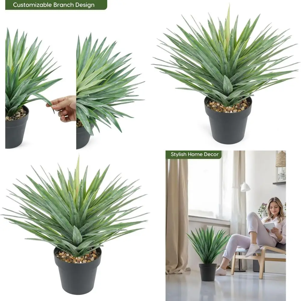 22-inch Tall Artificial Agave in Black Pot with Real Stone Pebbles for Indoor and Outdoor Use
22-inch Tall Artificial Agave in Black Pot with Real Stone Pebbles for Indoor and Outdoor Use
