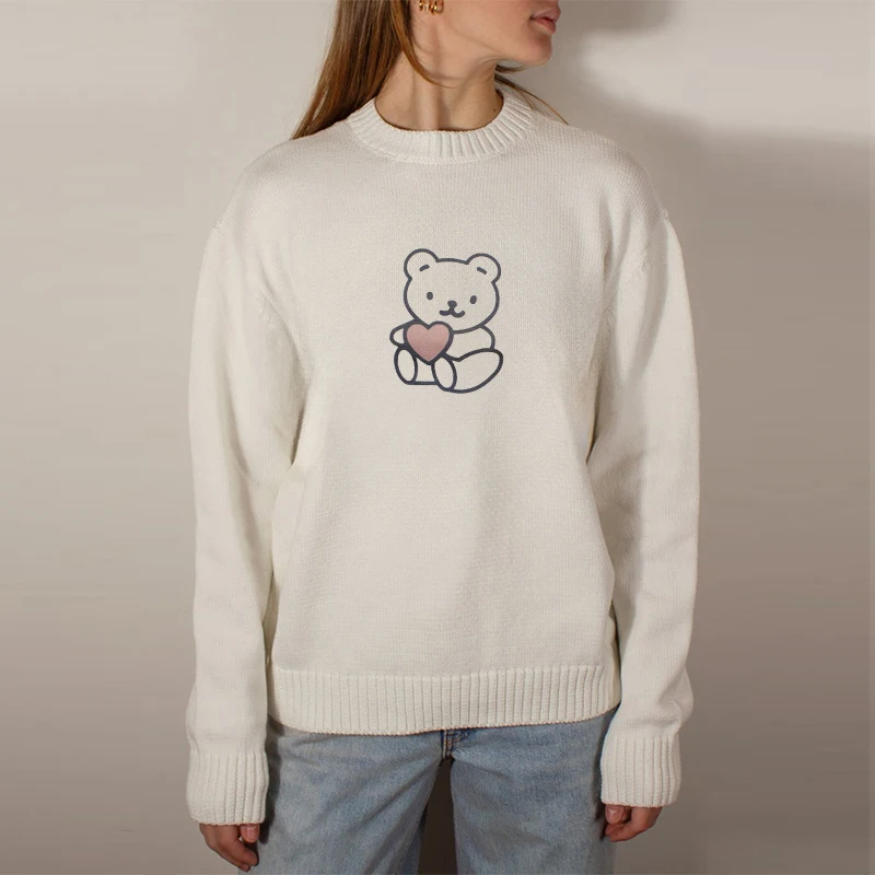 Vintage Sweater Korean Fashion Autumn And Winter Cute Little Bear Love Print O-Neck Top Loose Harajuku Chic Solid Femme Tops Y2k
Vintage Sweater Korean Fashion Autumn And Winter Cute Little Bear Love Print O-Neck Top Loose Harajuku Chic Solid Femme Tops Y2k