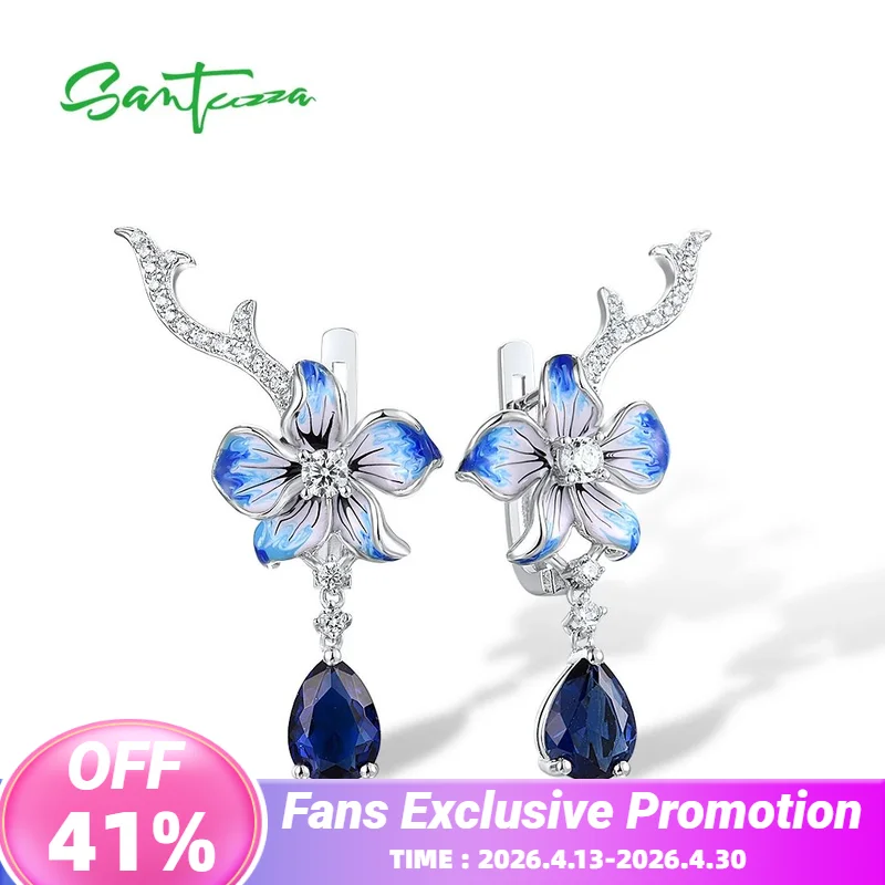 SANTUZZA Pure 925 Sterling Silver Drop Earrings For Women Sparkling Blue Stones White CZ Flower Enamel Fine Jewelry Handmade
SANTUZZA Pure 925 Sterling Silver Drop Earrings For Women Sparkling Blue Stones White CZ Flower Enamel Fine Jewelry Handmade