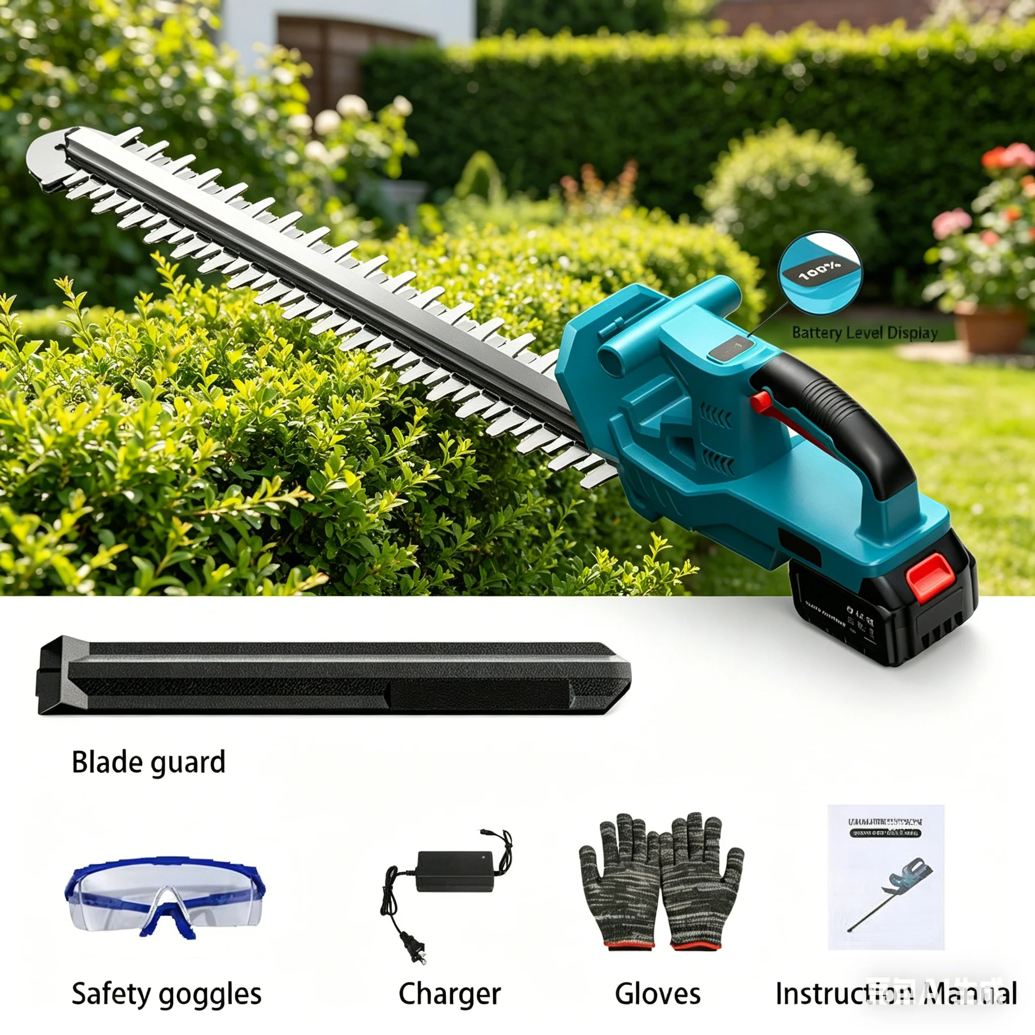 Cordless Hedge Trimmer Electric Pruning Shears 600W 3000r/min Rechargeable Handheld Hedge Cutter for Garden Tea Tree Landscaping
Cordless Hedge Trimmer Electric Pruning Shears 600W 3000r/min Rechargeable Handheld Hedge Cutter for Garden Tea Tree Landscaping