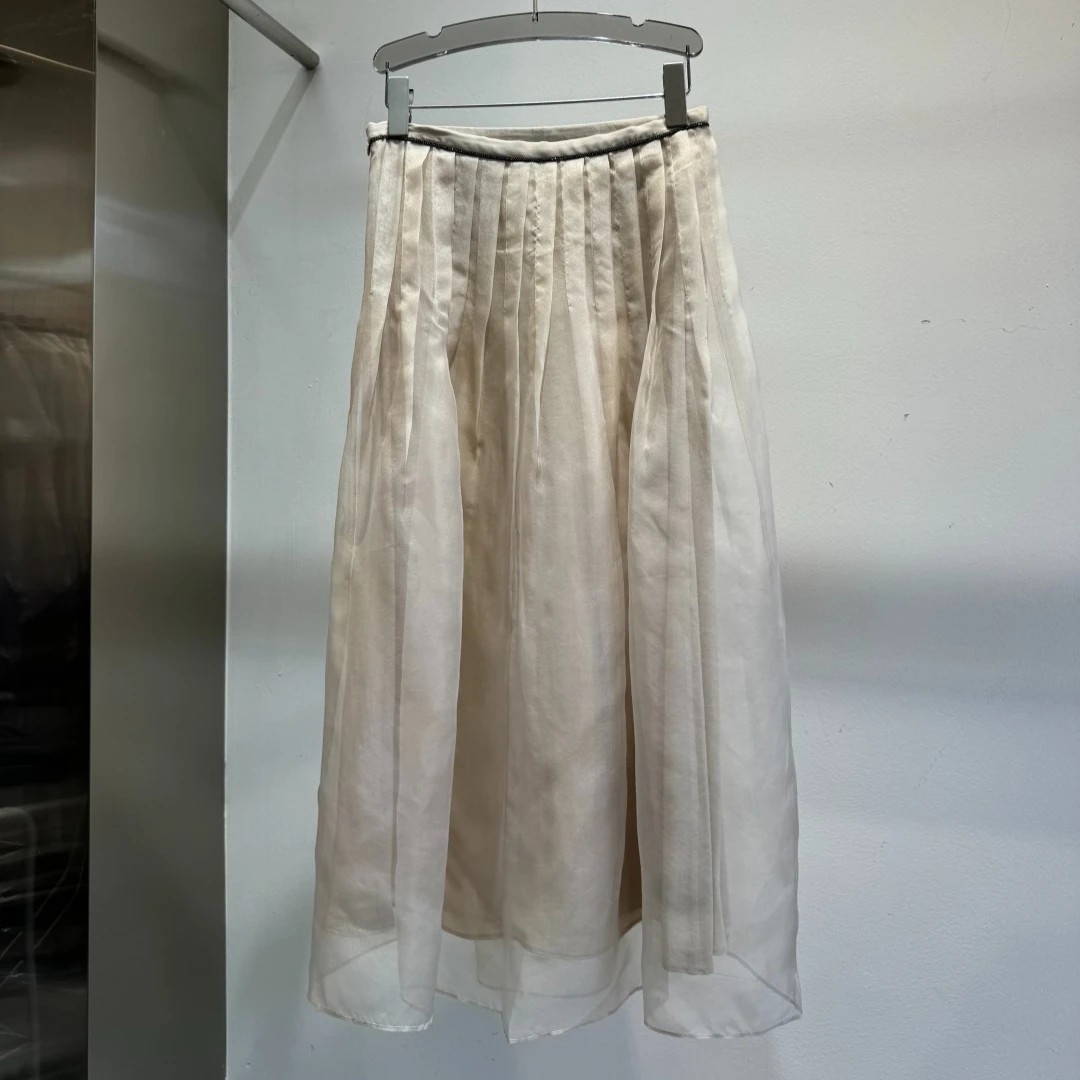 New summer pleated high waist skirt French bead chain long skirt for women
New summer pleated high waist skirt French bead chain long skirt for women