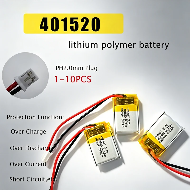 401520 3.7V Battery 90mAh Lipo Rechargeable Polymer Lithium Batteries for Bluetooth Headset Wireless Mouse Handheld Mini Fan
401520 3.7V Battery 90mAh Lipo Rechargeable Polymer Lithium Batteries for Bluetooth Headset Wireless Mouse Handheld Mini Fan