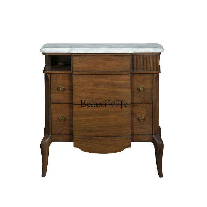 FG40Pure Beautiful Retro Mahogany Solid Wood Villa Bedside Table Multi-Function Charging Marble Top Bedside Chest of Drawers
FG40Pure Beautiful Retro Mahogany Solid Wood Villa Bedside Table Multi-Function Charging Marble Top Bedside Chest of Drawers