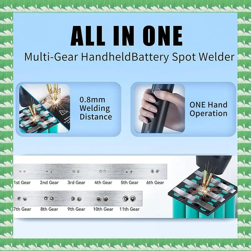 ONCE Battery Spot Welder, 11 Adjustable Levels, Automatic And Manual Modes, Suitable For DIY 18650 Batteries, (2M Nickel) Easy T
ONCE Battery Spot Welder, 11 Adjustable Levels, Automatic And Manual Modes, Suitable For DIY 18650 Batteries, (2M Nickel) Easy T