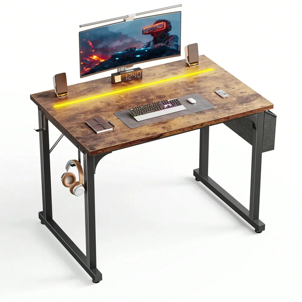 computer desk table office deskW Computer Desk With LED Lights,Sturdy Writing Desk With Storage Pouch Headphone Hook Spacious Fo
computer desk table office deskW Computer Desk With LED Lights,Sturdy Writing Desk With Storage Pouch Headphone Hook Spacious Fo