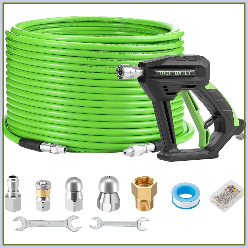 100FT Sewer Jetter Kit for Pressure Washer, 3600 PSI Drain Cleaner Hose with Nozzles
100FT Sewer Jetter Kit for Pressure Washer, 3600 PSI Drain Cleaner Hose with Nozzles