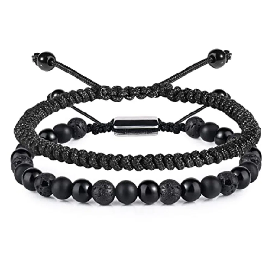 Black Beaded Bracelets for Men Boys: 6mm Obsidian Onyx Lava Beads Mens Bracelet Set Mens Jewelry - Cool Anniversary Valentines
Black Beaded Bracelets for Men Boys: 6mm Obsidian Onyx Lava Beads Mens Bracelet Set Mens Jewelry - Cool Anniversary Valentines