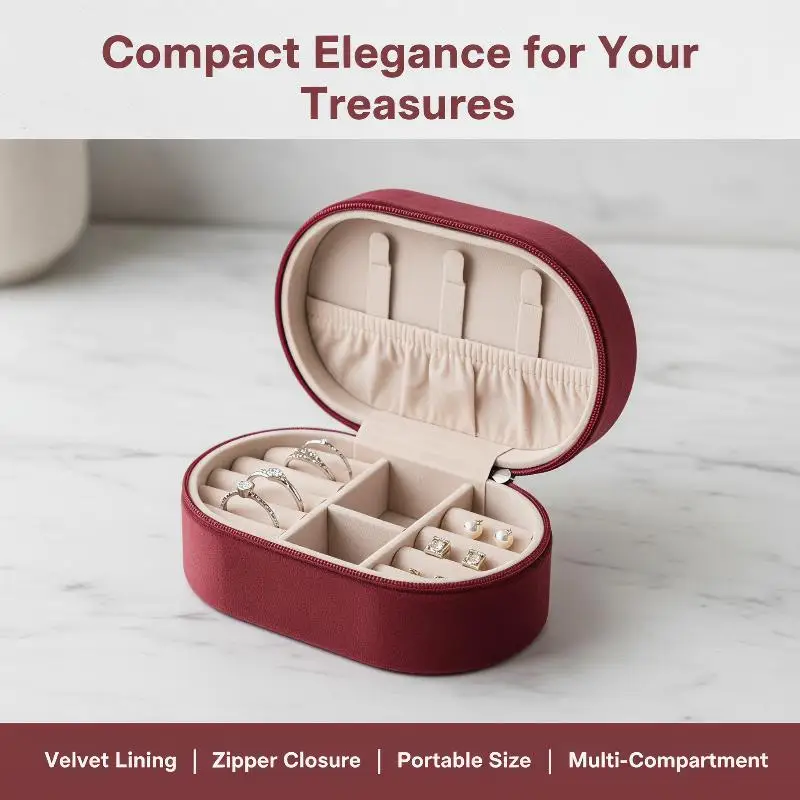 Jewelry Box Mini Velvet Oval Shape Retro Portable Storage Organizer for Earrings Bracelets Rings Travel Purse Use
Jewelry Box Mini Velvet Oval Shape Retro Portable Storage Organizer for Earrings Bracelets Rings Travel Purse Use