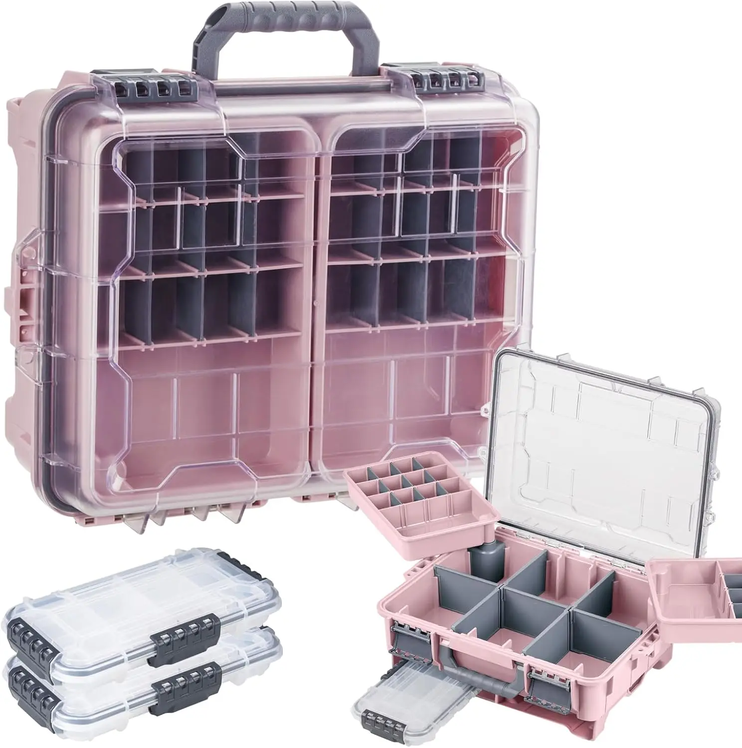 Waterproof Tackle Box with Removable Dividers, Portable Fishing Storage, Floating Airtight Design in Pink/Green/Blue/Grey
Waterproof Tackle Box with Removable Dividers, Portable Fishing Storage, Floating Airtight Design in Pink/Green/Blue/Grey