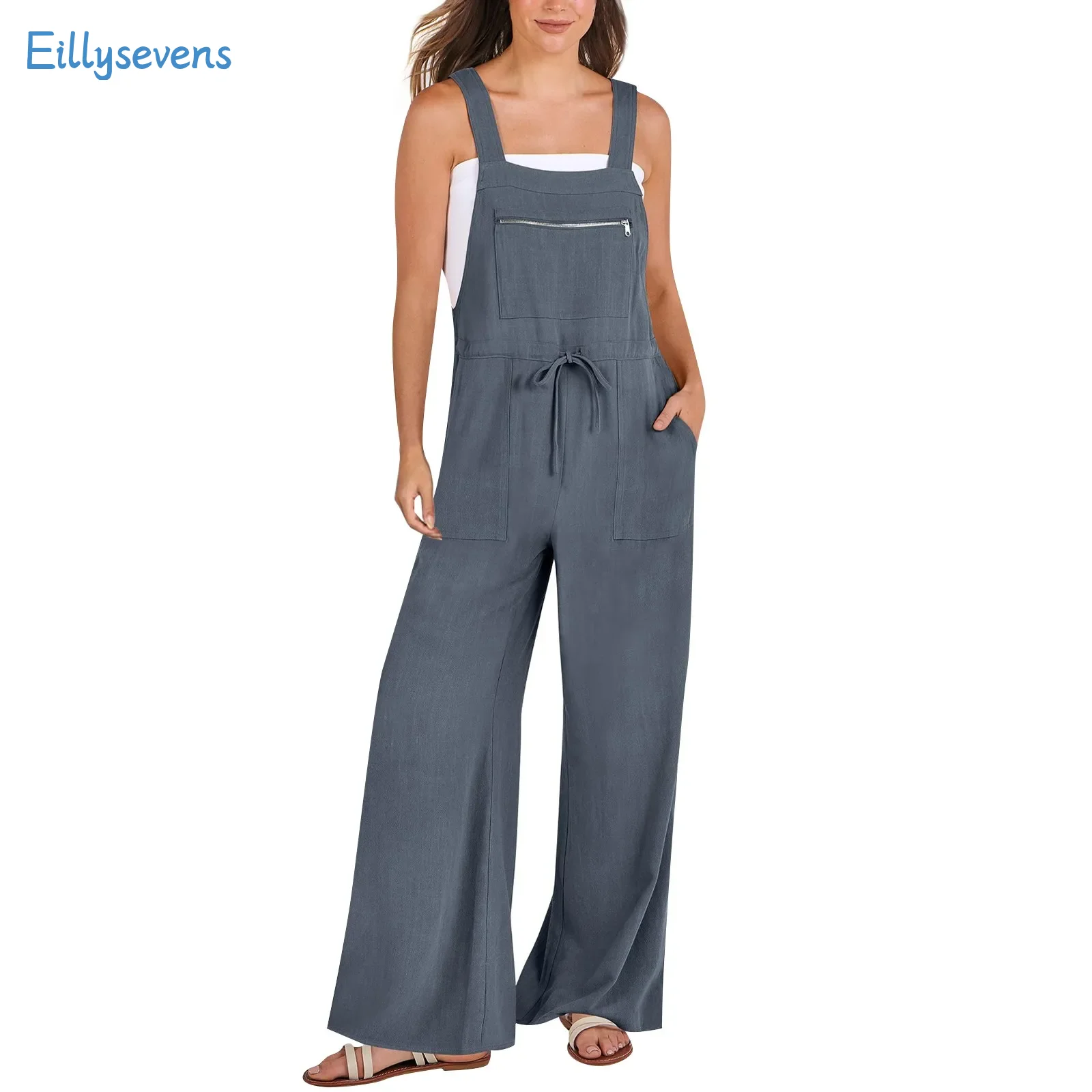 Women Cargo Style Jumpsuits Loose Sleeveless Adjustable Tie Straps Bib Wide Leg Rompers With Pockets Drawstring Waist Overalls
Women Cargo Style Jumpsuits Loose Sleeveless Adjustable Tie Straps Bib Wide Leg Rompers With Pockets Drawstring Waist Overalls