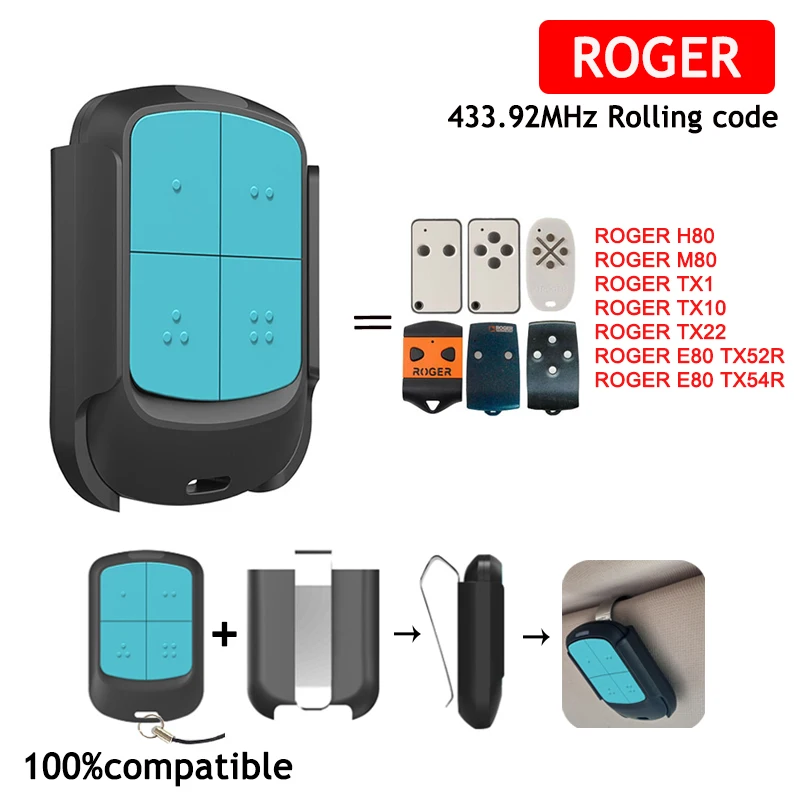 Пульт дистанционного управления ROGER ROGER E80 TX52R TX54R TX22 H80 M80 TX1 TX10 Электрические ворота гаражные ворота Дубликатор с дистанционным управлением 433,92 МГц
Пульт дистанционного управления ROGER ROGER E80 TX52R TX54R TX22 H80 M80 TX1 TX10 Электрические ворота гаражные ворота Дубликатор с дистанционным управлением 433,92 МГц