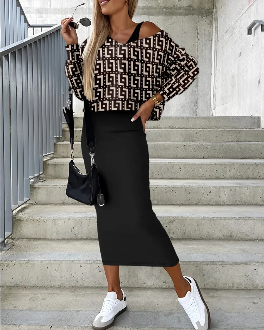2023 Autumn and Winter New Women's Fashion Casual Bat Sleeve Long Dress V-neck Temperament Wrap Hip Set Skirt for Women
2023 Autumn and Winter New Women's Fashion Casual Bat Sleeve Long Dress V-neck Temperament Wrap Hip Set Skirt for Women