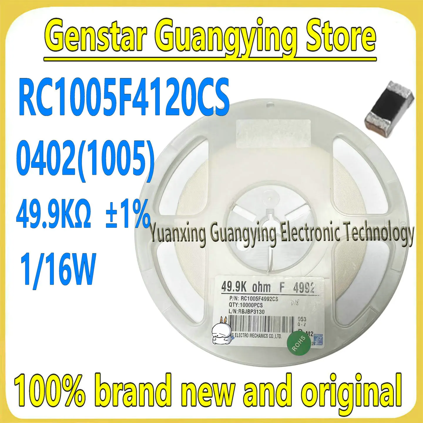 (10 pieces) RC1005F4992CS 0402 (1005) 49.9 kΩ 1/16 W ±1% thick-film resistor, 100% brand new
(10 pieces) RC1005F4992CS 0402 (1005) 49.9 kΩ 1/16 W ±1% thick-film resistor, 100% brand new