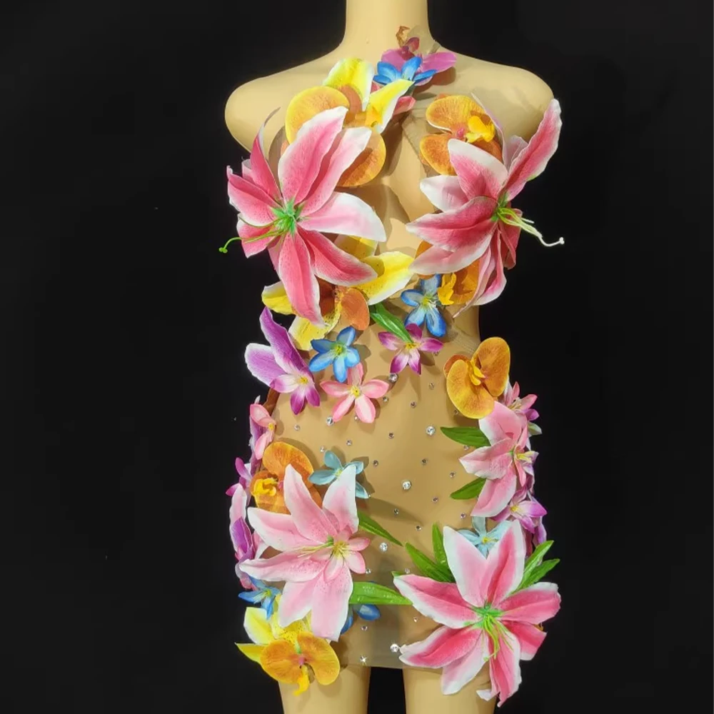 Sexy Colorful Big Flower Rhinestones Dress Backless Dancer Prom Performance Evening Outfit Birthday Celebrate Sleeveless Costume
Sexy Colorful Big Flower Rhinestones Dress Backless Dancer Prom Performance Evening Outfit Birthday Celebrate Sleeveless Costume