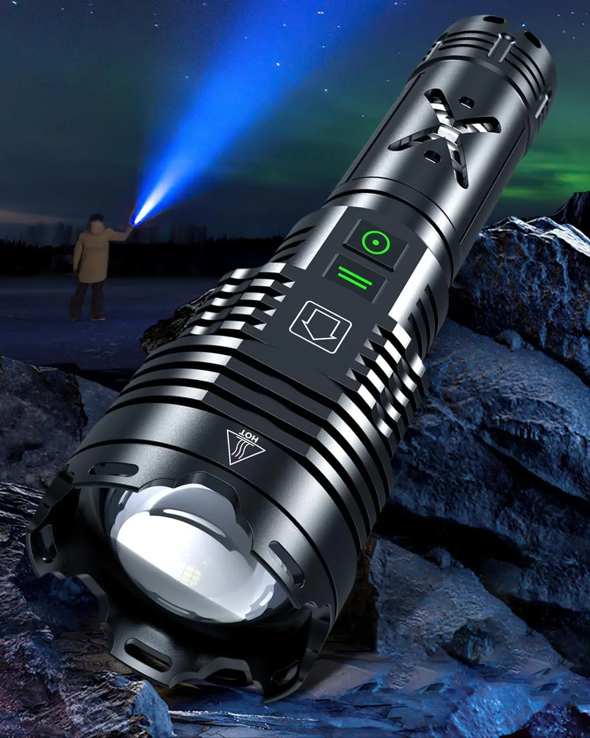Rechargeable Flashlight 2000 Lumens, 6 Modes Zoomable, Waterproof Tactical LED, Fast USB-C Charging, for Camping Emergency
Rechargeable Flashlight 2000 Lumens, 6 Modes Zoomable, Waterproof Tactical LED, Fast USB-C Charging, for Camping Emergency