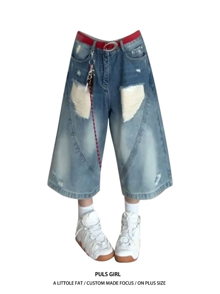Retro American Washed Gradient Ripped Denim Seven-Foot Pants Women's Loose Slim Wide Leg Medium Pants High Waist Casual Wear
Retro American Washed Gradient Ripped Denim Seven-Foot Pants Women's Loose Slim Wide Leg Medium Pants High Waist Casual Wear