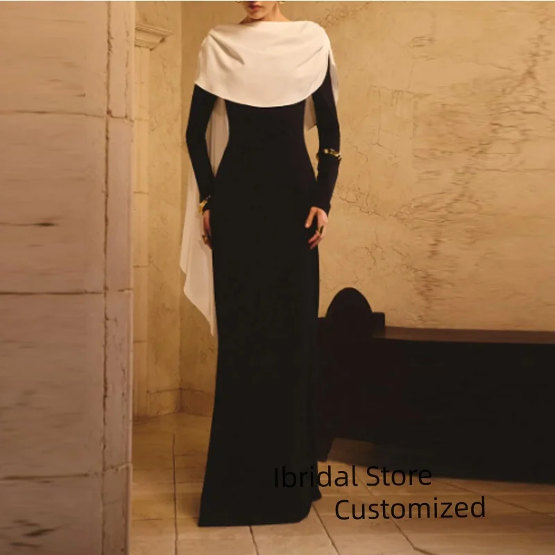 Customized Contrast Color Boat Neck Long Prom Dresses Pleat Straight Long Sleeve Evening Dress Retro Fashion Elegant Exquisite
Customized Contrast Color Boat Neck Long Prom Dresses Pleat Straight Long Sleeve Evening Dress Retro Fashion Elegant Exquisite