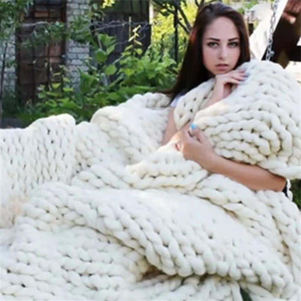 Handmade Chunky Knitted Blanket Thick Yarn Wool Bulky Knitted Blanket Warm Winter Sofa Bed Home Decor Throws Blankets
Handmade Chunky Knitted Blanket Thick Yarn Wool Bulky Knitted Blanket Warm Winter Sofa Bed Home Decor Throws Blankets