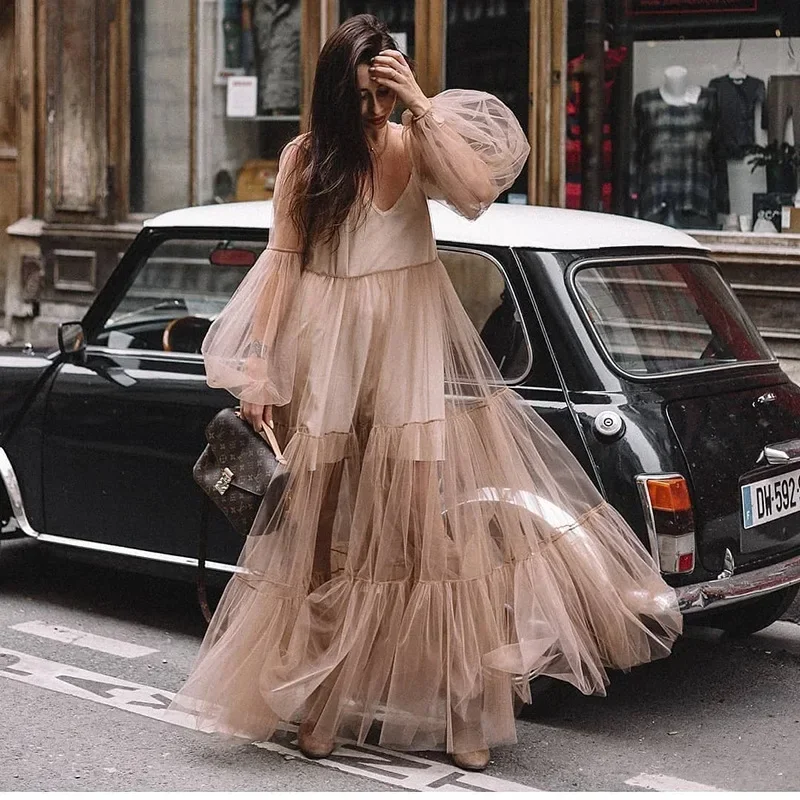 Women Dresses Puff Sleeve V Neck Pullover Party Dress Solid Color High Street Vestidos Loose Fit Sheer Autumn 2023 Ball Gown
Women Dresses Puff Sleeve V Neck Pullover Party Dress Solid Color High Street Vestidos Loose Fit Sheer Autumn 2023 Ball Gown