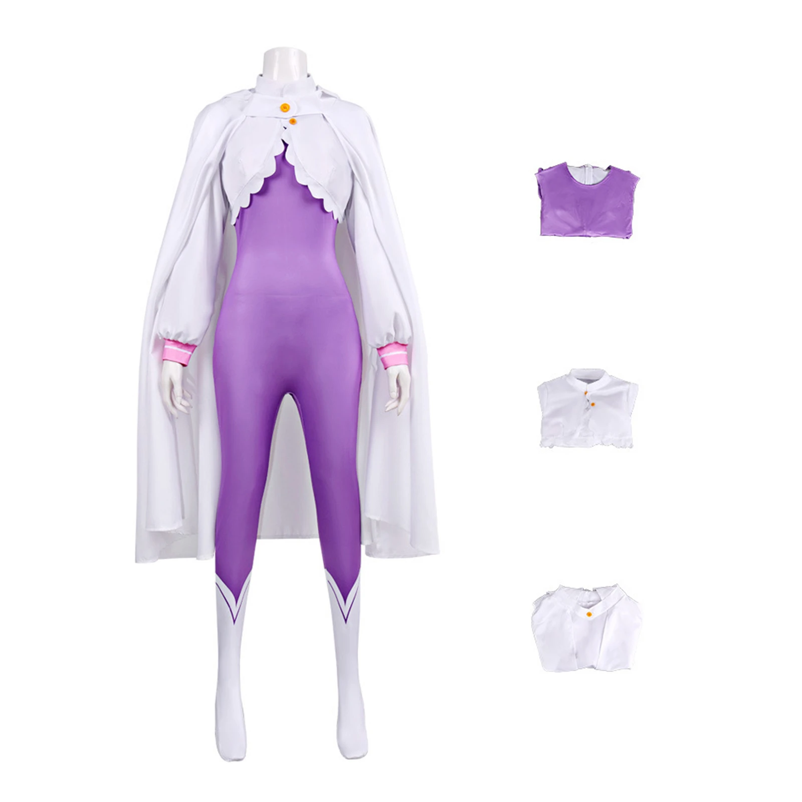 AwwwCos Anime Emilia Cosplay Costume Women Purple Bodysuit White Shawl Cloak Uniform Set Lovely Witch Outfit for Halloween Party
AwwwCos Anime Emilia Cosplay Costume Women Purple Bodysuit White Shawl Cloak Uniform Set Lovely Witch Outfit for Halloween Party