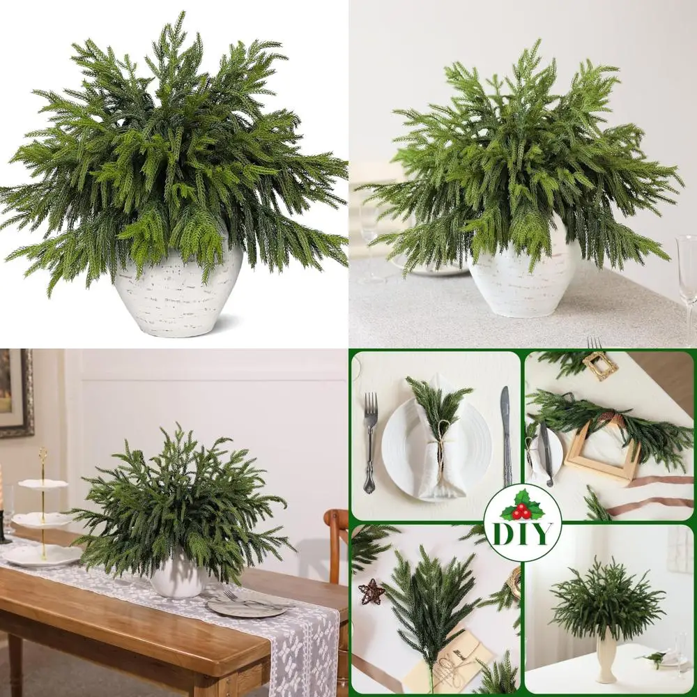 Artificial Christmas Norfolk Pine Branches, 40 Pack Real Touch Greenery Stems for Vase Decorations, Faux Pine Picks for Indoor U
Artificial Christmas Norfolk Pine Branches, 40 Pack Real Touch Greenery Stems for Vase Decorations, Faux Pine Picks for Indoor U