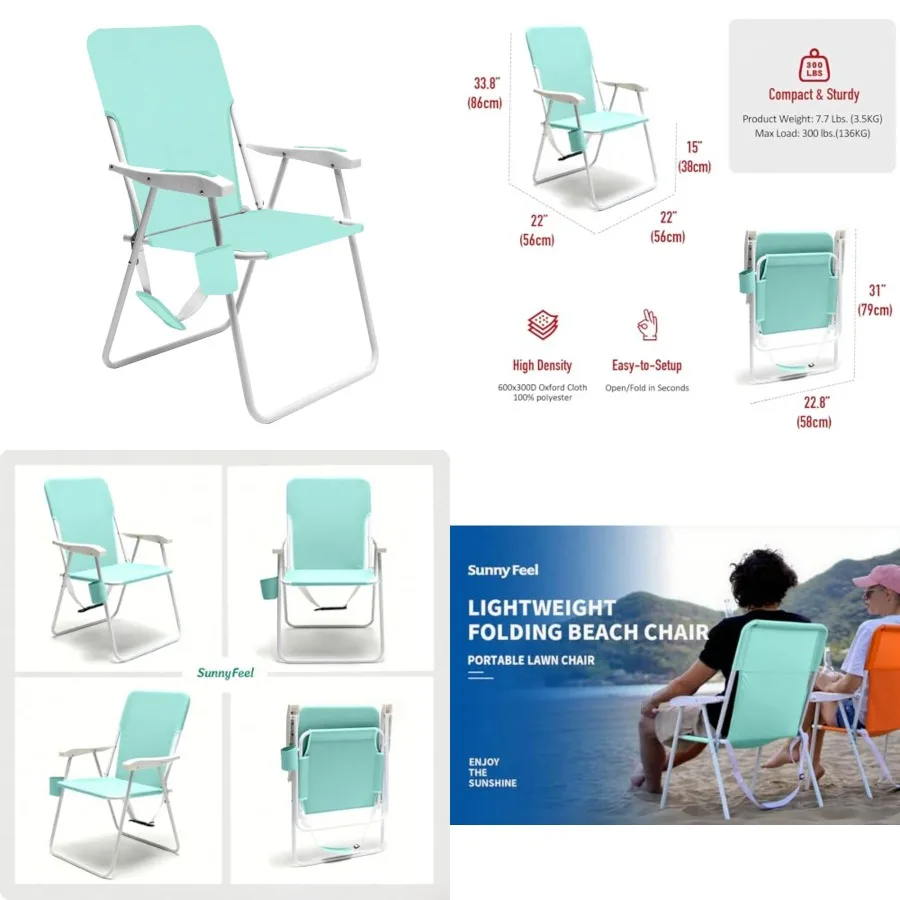 Tall Folding Lawn Beach Chair Lightweight, Portable Sand Chair for Adults Heavy Duty 300 LBS with Cup Holders, Foldable Camping
Tall Folding Lawn Beach Chair Lightweight, Portable Sand Chair for Adults Heavy Duty 300 LBS with Cup Holders, Foldable Camping