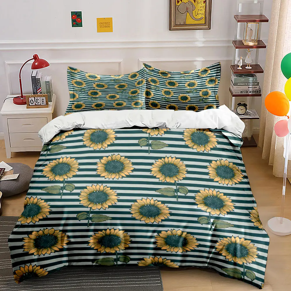 Sunflowers with striped background Print Soft Comfortable Duvet Cover Bedding Set Included 1*Duvet Cover 2*Pillowcases
Sunflowers with striped background Print Soft Comfortable Duvet Cover Bedding Set Included 1*Duvet Cover 2*Pillowcases