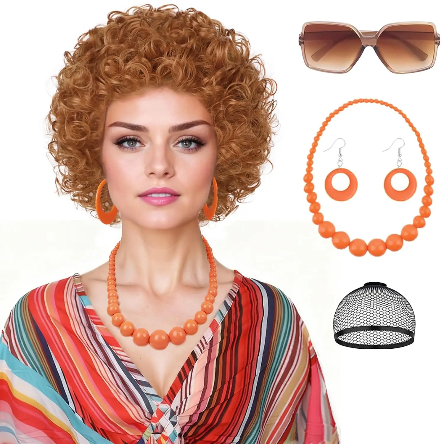 Synthetic Landlady Costume Wig for Women with Accessories Short Curly Orange Wig Heat Resistant Annie Wigs For Party Cosplay
Synthetic Landlady Costume Wig for Women with Accessories Short Curly Orange Wig Heat Resistant Annie Wigs For Party Cosplay