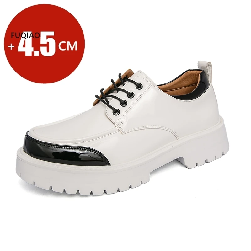 Мужские туфли на толстой подошве, деловые повседневные глянцевые кожаные модельные туфли, повседневная обувь на рост 4,5 см, черный, белый цвет, золотой, серебристый цвет
Мужские туфли на толстой подошве, деловые повседневные глянцевые кожаные модельные туфли, повседневная обувь на рост 4,5 см, черный, белый цвет, золотой, серебристый цвет