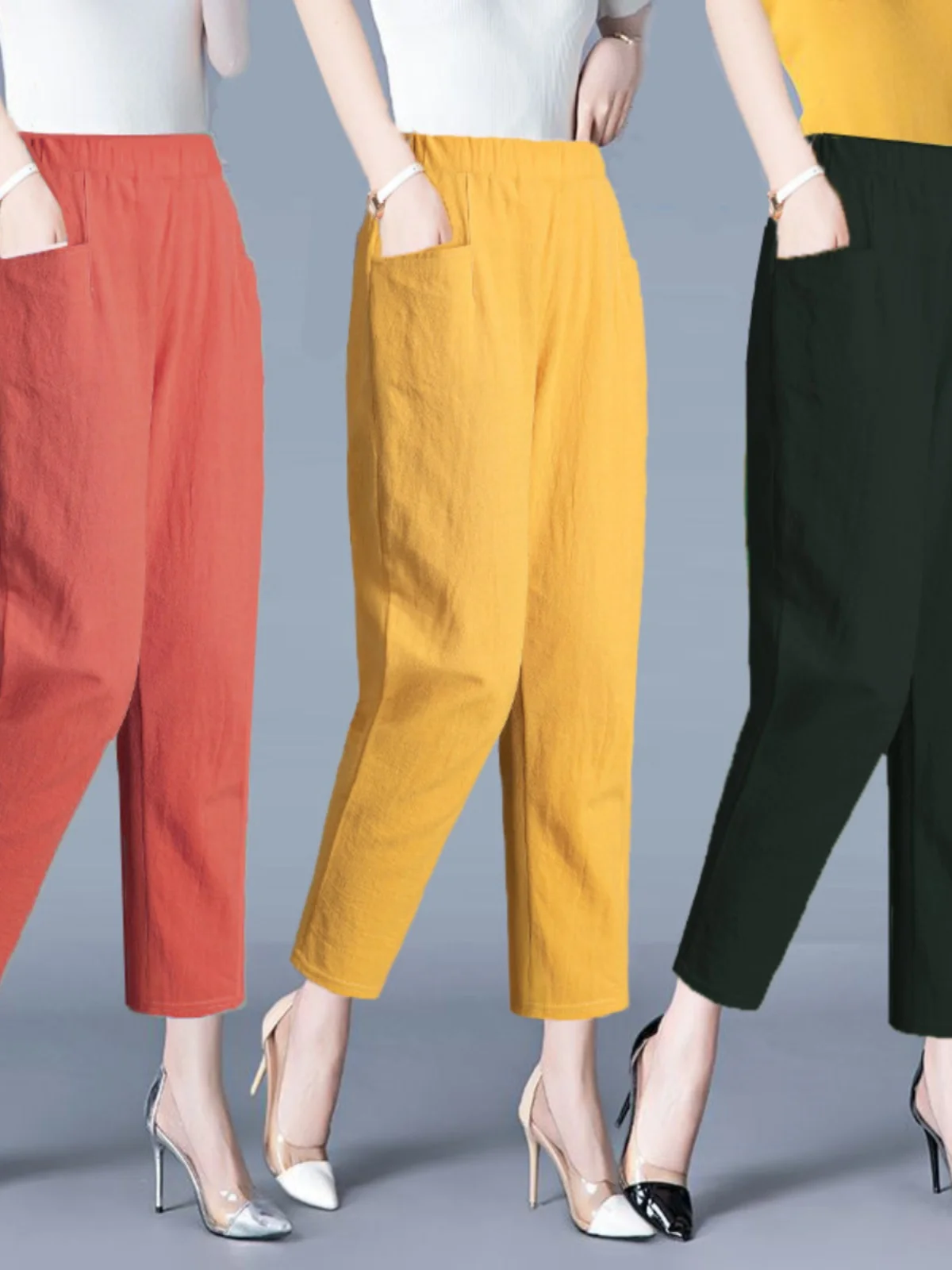 Summer Thin Cotton Casual Pants Women's Loose Wide Leg Harlan Pants High Waist Nine Points Casual Trousers plus Size
Summer Thin Cotton Casual Pants Women's Loose Wide Leg Harlan Pants High Waist Nine Points Casual Trousers plus Size