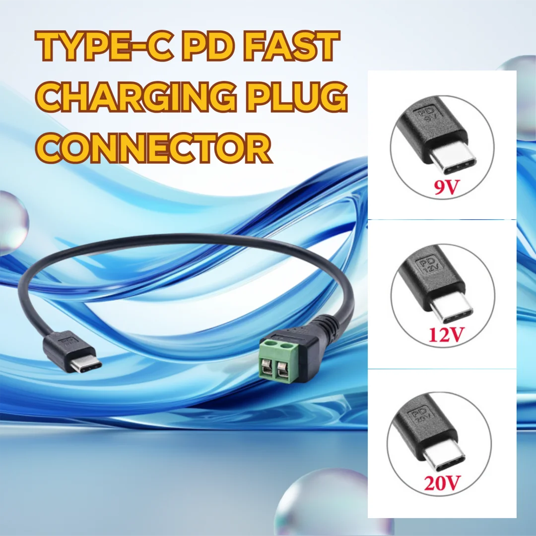 2Pin Soldering-Free Terminal to Type-C PD Fast Charging Plug Connector 9V 12V 20V Quick Connect Power Cord 2P Terminal
2Pin Soldering-Free Terminal to Type-C PD Fast Charging Plug Connector 9V 12V 20V Quick Connect Power Cord 2P Terminal