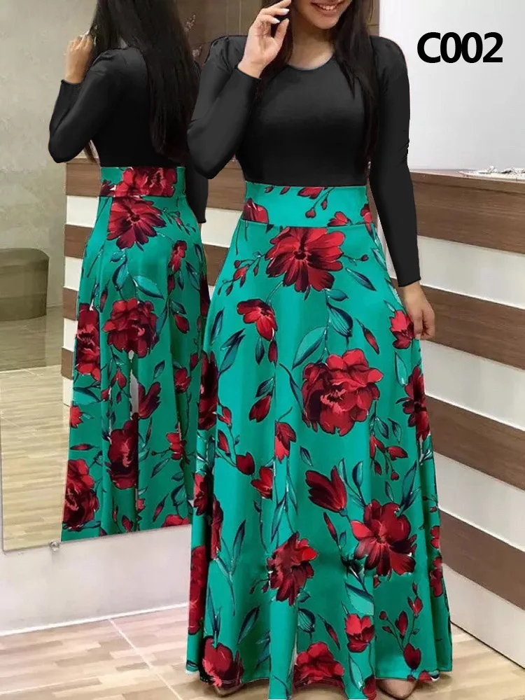 2023 Fashion Slim Flower Print Colorblock Long Sleeve Dress Ladies Round Neck Big Swing Maxi Dresses For Women Vestidos De Mujer
2023 Fashion Slim Flower Print Colorblock Long Sleeve Dress Ladies Round Neck Big Swing Maxi Dresses For Women Vestidos De Mujer