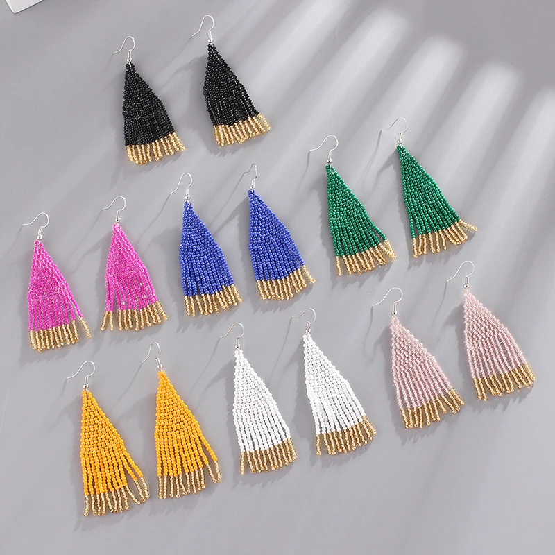 8pairs/lot Two Color Patchwork Handmade Beaded Earrings for Women Bohemian Colorful Tassel Seed Bead
8pairs/lot Two Color Patchwork Handmade Beaded Earrings for Women Bohemian Colorful Tassel Seed Bead