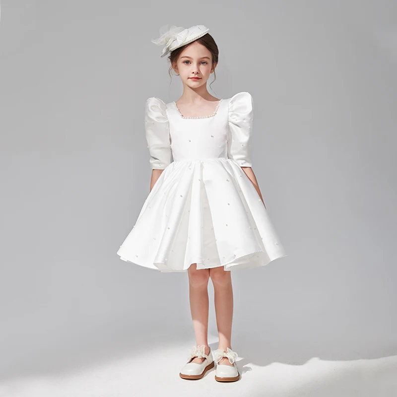 Girls Satin Elegant White Short Junior Bridesmaid Dress Birthday Flower Girl Holiday Dress Princess Dress/Customizable
Girls Satin Elegant White Short Junior Bridesmaid Dress Birthday Flower Girl Holiday Dress Princess Dress/Customizable