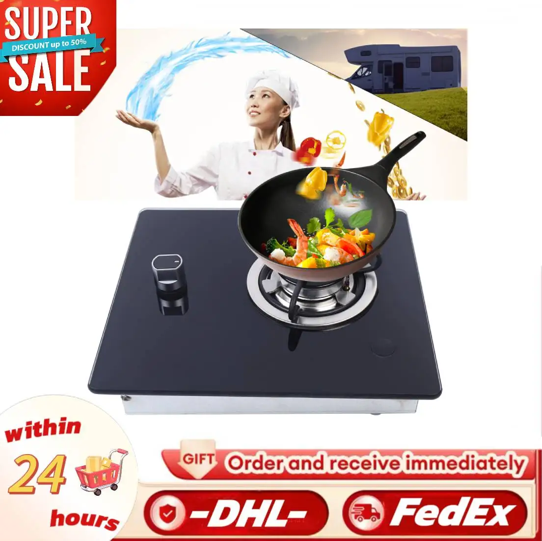 RV Gas Cooktop RV Gas Range Stove 1 Cooktop 1.8KW Power Stepless Adjustable Fire Tempered Glass for Yacht RV Gas Stove
RV Gas Cooktop RV Gas Range Stove 1 Cooktop 1.8KW Power Stepless Adjustable Fire Tempered Glass for Yacht RV Gas Stove