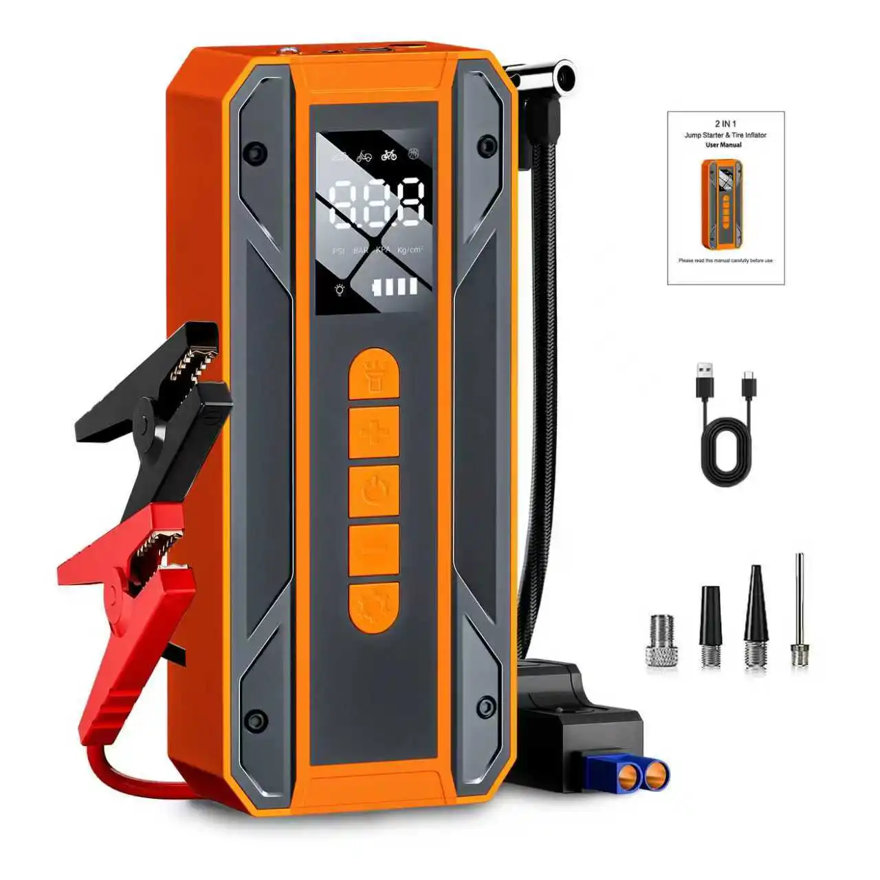 Portable Emergency Power 3000A 12V Jump Starter 150PSI Inflator LED Light USB Fast Charge for Car Motorcycle Bike Ball
Portable Emergency Power 3000A 12V Jump Starter 150PSI Inflator LED Light USB Fast Charge for Car Motorcycle Bike Ball