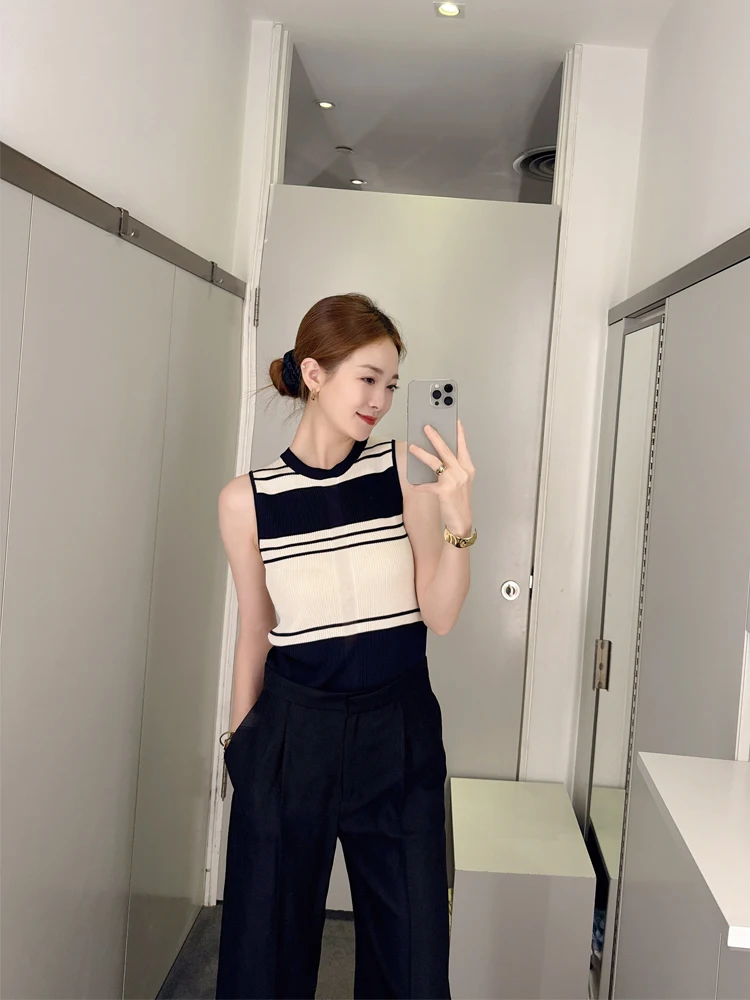 Женский трикотажный жилет CS Sle, летний, новый, цветной, в полоску, облегающий, эластичный, тонкий, базовый слой, топ, корейский стиль, повседневный
Женский трикотажный жилет CS Sle, летний, новый, цветной, в полоску, облегающий, эластичный, тонкий, базовый слой, топ, корейский стиль, повседневный