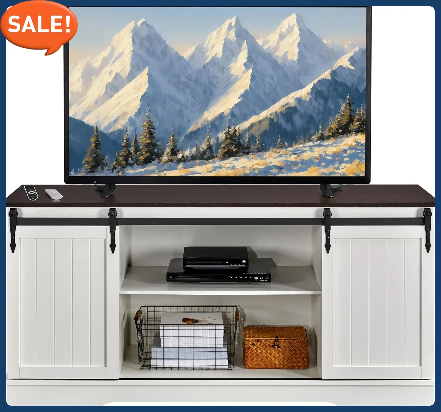 Подставка под телевизор для 65-дюймового телевизора, развлекательный центр в фермерском доме с раздвижными дверцами сарая, медиаконсоль для гостиной, белый
Подставка под телевизор для 65-дюймового телевизора, развлекательный центр в фермерском доме с раздвижными дверцами сарая, медиаконсоль для гостиной, белый