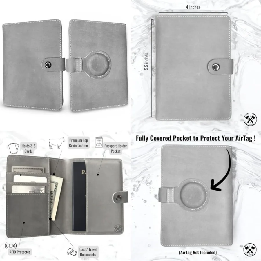 Genuine Leather AirTag Passport Holder and Wallet for Men and Women RFID Blocking for Secure Traveling and Documentation Organi
Genuine Leather AirTag Passport Holder and Wallet for Men and Women RFID Blocking for Secure Traveling and Documentation Organi