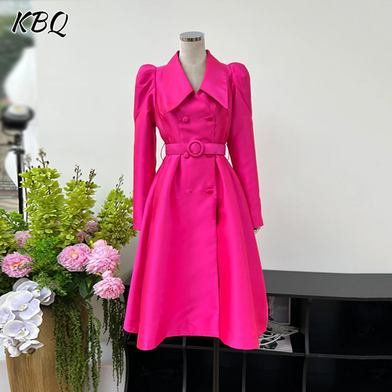 KBQ Spliced Belt Long Dress For Women Lapel Long Sleeve High Waist Patchwork Button Temperament Chic Dresses Female
KBQ Spliced Belt Long Dress For Women Lapel Long Sleeve High Waist Patchwork Button Temperament Chic Dresses Female