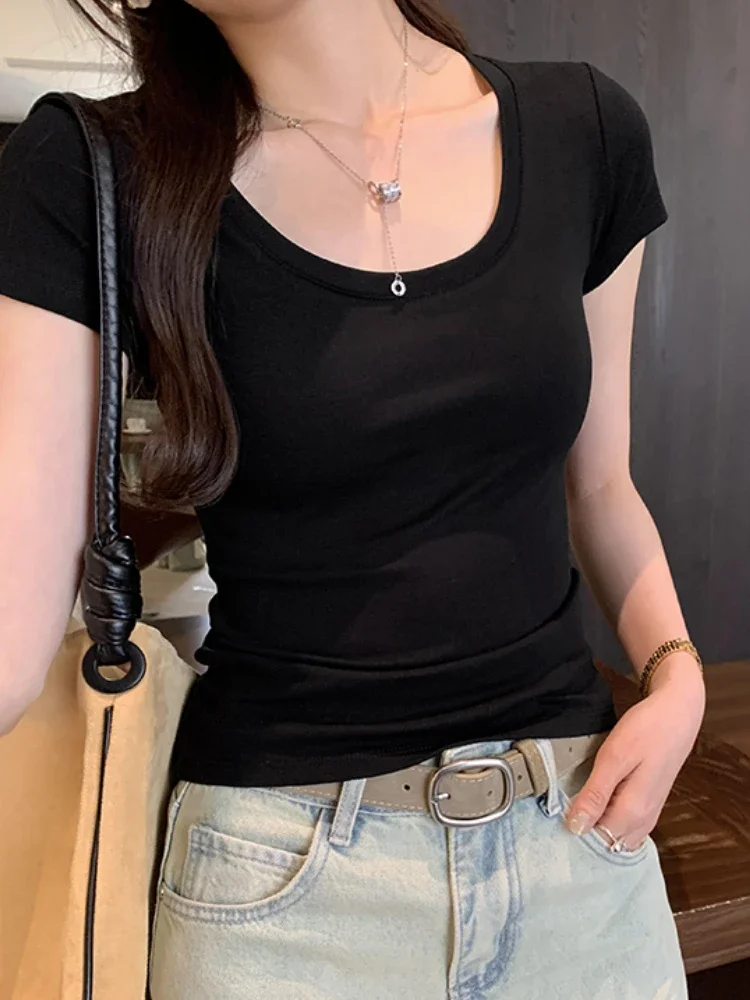 New 2025 Spring Summer Short Sleeve T-Shirt Women Solid Simple Casual Soft All-Match Hot Basic Slim Tops Tees Summer Fashion
New 2025 Spring Summer Short Sleeve T-Shirt Women Solid Simple Casual Soft All-Match Hot Basic Slim Tops Tees Summer Fashion