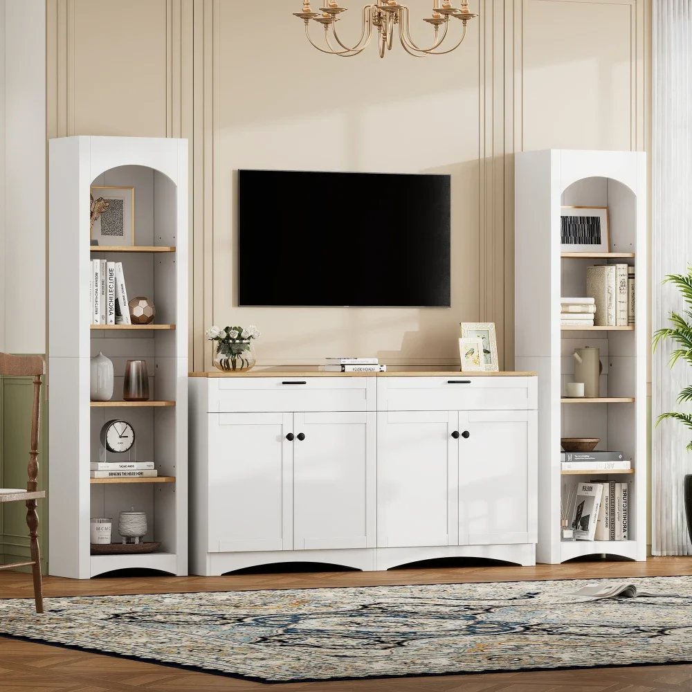 3-Piece Farmhouse Entertainment Center with Storage Cabinet for TVs Up to 70", TV Stand with Bookshelf,TVs Cabinets
3-Piece Farmhouse Entertainment Center with Storage Cabinet for TVs Up to 70", TV Stand with Bookshelf,TVs Cabinets