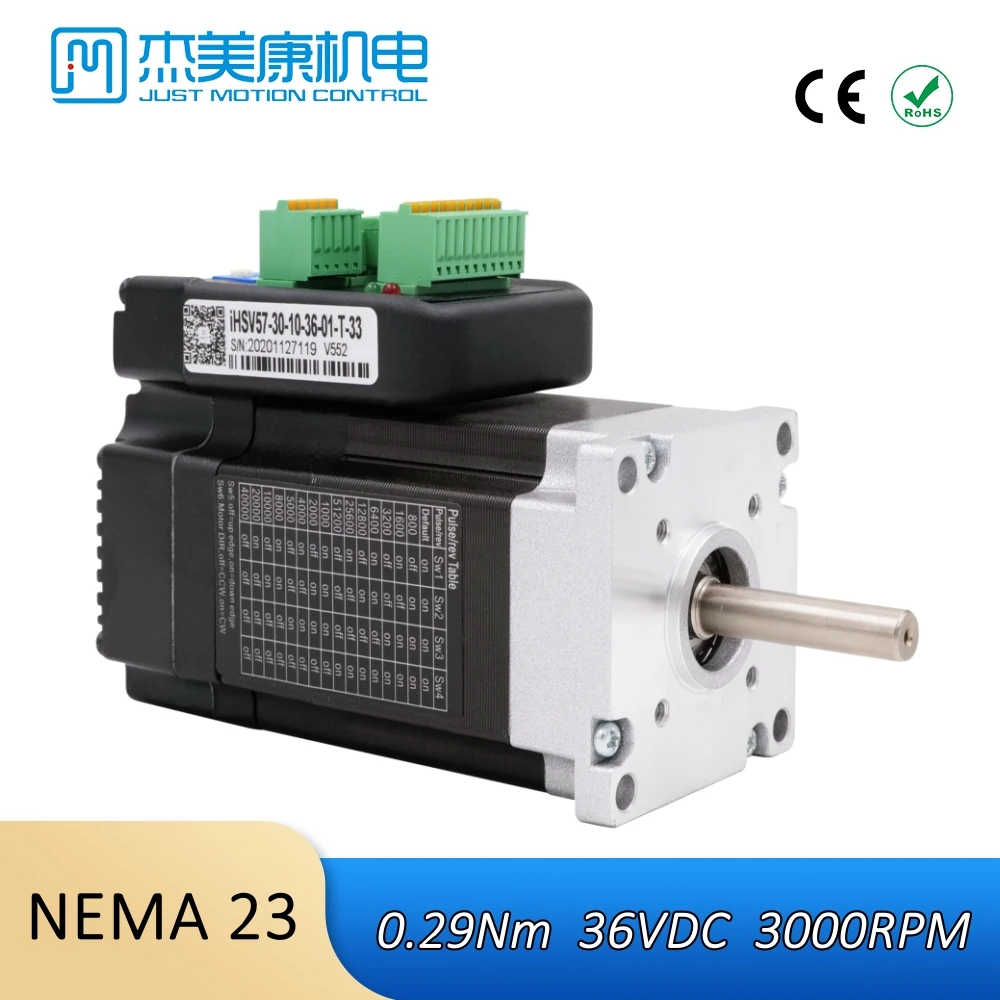 JMC Nema23 100 Вт 0,29 Нм 3000 об/мин встроенный серводвигатель и драйвер 36 В постоянного тока 3,5 А iHSV57-30-10-36 для комплекта гравировального станка с ЧПУ
JMC Nema23 100 Вт 0,29 Нм 3000 об/мин встроенный серводвигатель и драйвер 36 В постоянного тока 3,5 А iHSV57-30-10-36 для комплекта гравировального станка с ЧПУ