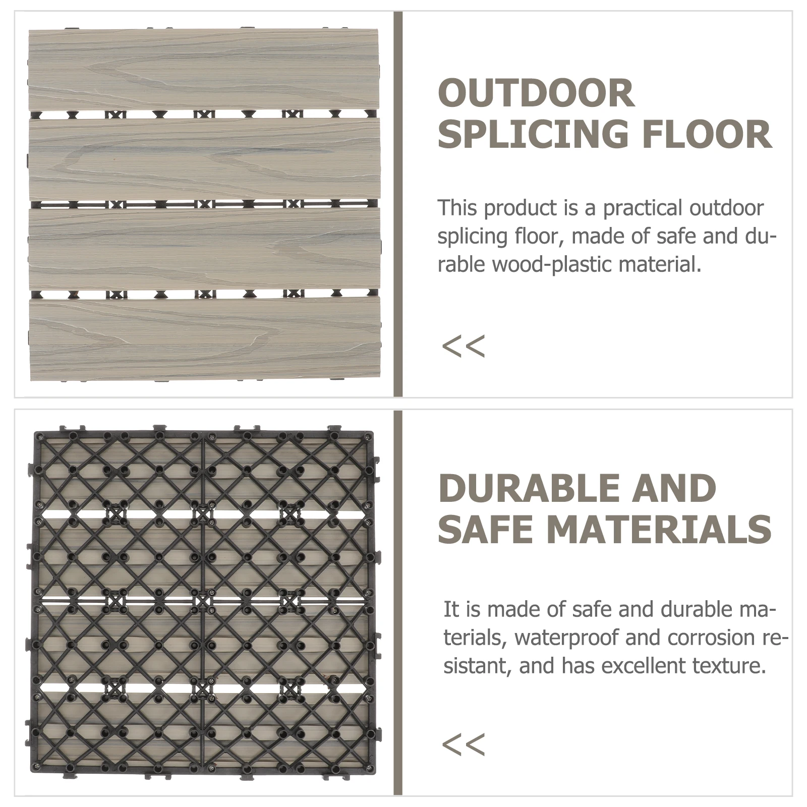 Деревянный пластик Открытый сад Патио Балконная терраса Серые плитки для сращивания Водонепроницаемый садовый пол для сращивания Эко Прочный Легкий DIY
Деревянный пластик Открытый сад Патио Балконная терраса Серые плитки для сращивания Водонепроницаемый садовый пол для сращивания Эко Прочный Легкий DIY