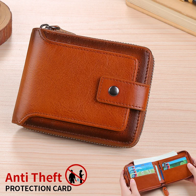 Vintage top layer cowhide anti-theft brush, anti demagnetization 2 large cash slots, buckle zipper wallet, large capacity gift
Vintage top layer cowhide anti-theft brush, anti demagnetization 2 large cash slots, buckle zipper wallet, large capacity gift