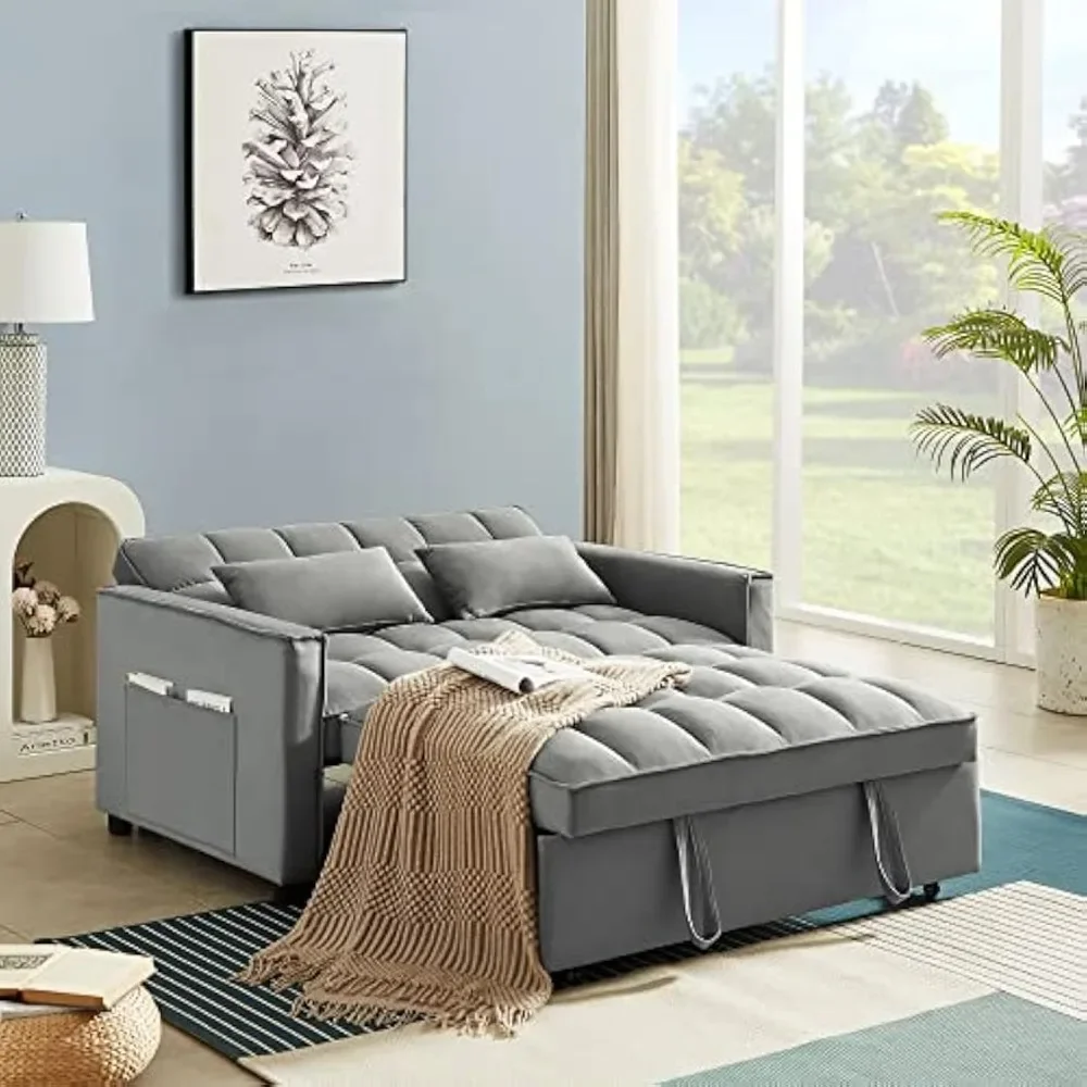 55.2" Velvet Loveseat Sofa Modern Pull Out Sofa Bed Lounge Chaise Armchair with Adjustable Backrest,2 Lumbar Pillows
55.2" Velvet Loveseat Sofa Modern Pull Out Sofa Bed Lounge Chaise Armchair with Adjustable Backrest,2 Lumbar Pillows