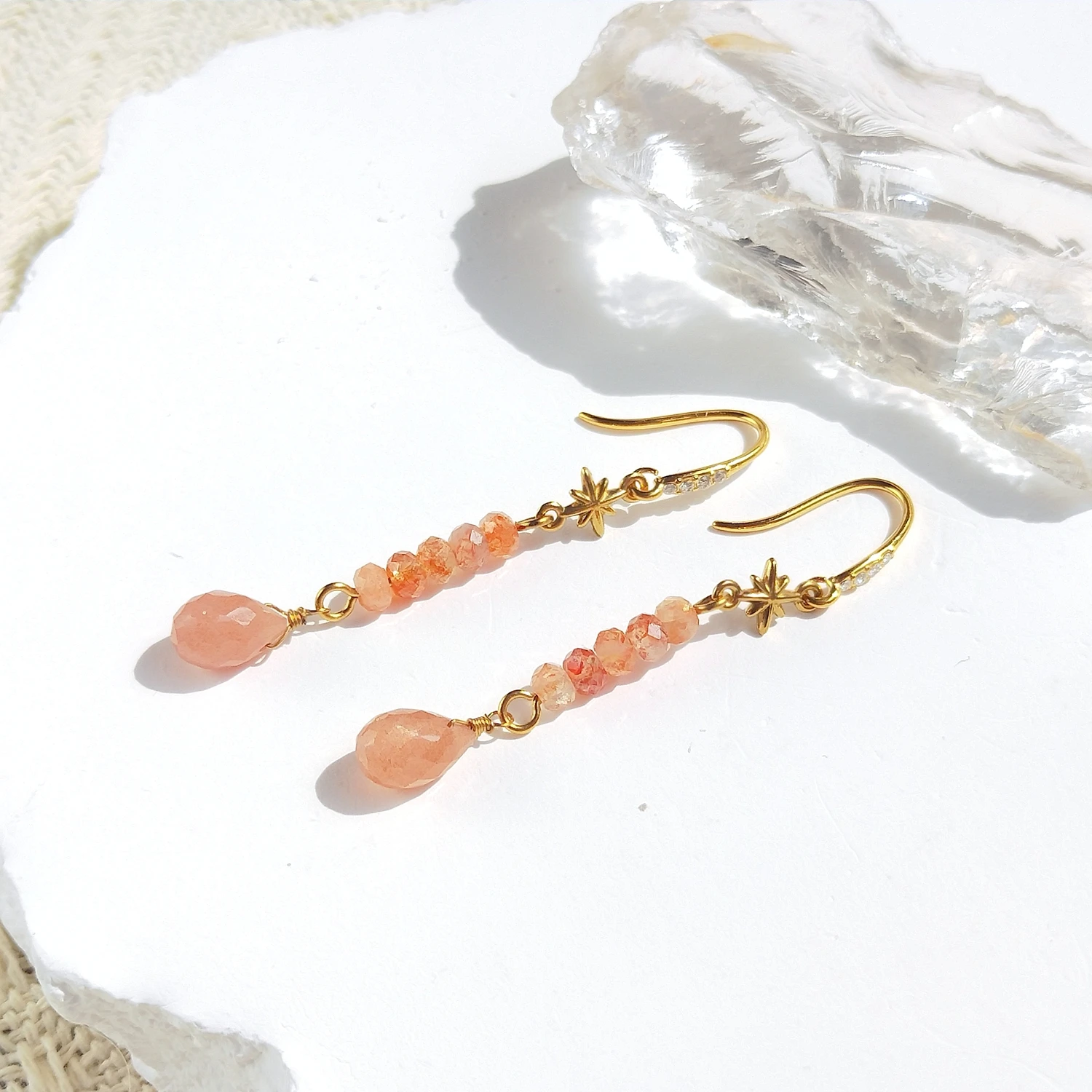 Lii Ji Natural Sunstone Stainless Steel Hoop Dangle Earrings Handmade Jewelry
Lii Ji Natural Sunstone Stainless Steel Hoop Dangle Earrings Handmade Jewelry