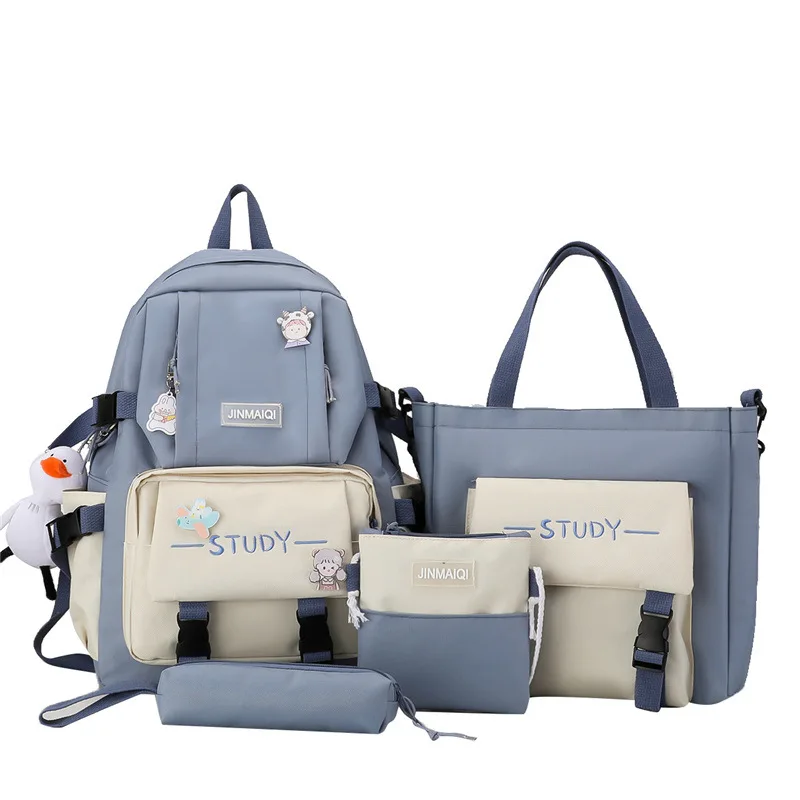 TRAVEASY 2023 Fashion Canvas Leather Letter School Bags for Girls Causal Large Capacity 4PCS Patchwork Water Repellent Backpack
TRAVEASY 2023 Fashion Canvas Leather Letter School Bags for Girls Causal Large Capacity 4PCS Patchwork Water Repellent Backpack